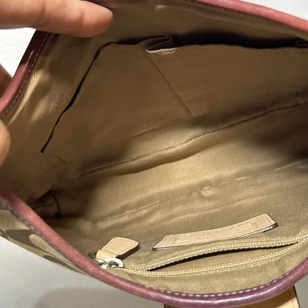 COACH‎ Soho Hampton Y2K Shoulder Handbag Pink Suede Leather Trim 